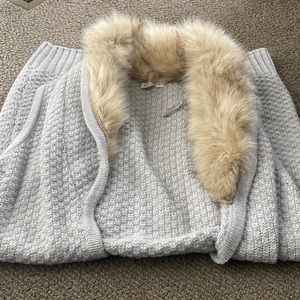 Womens Gap long vest with faux fur neck detail, size medium.